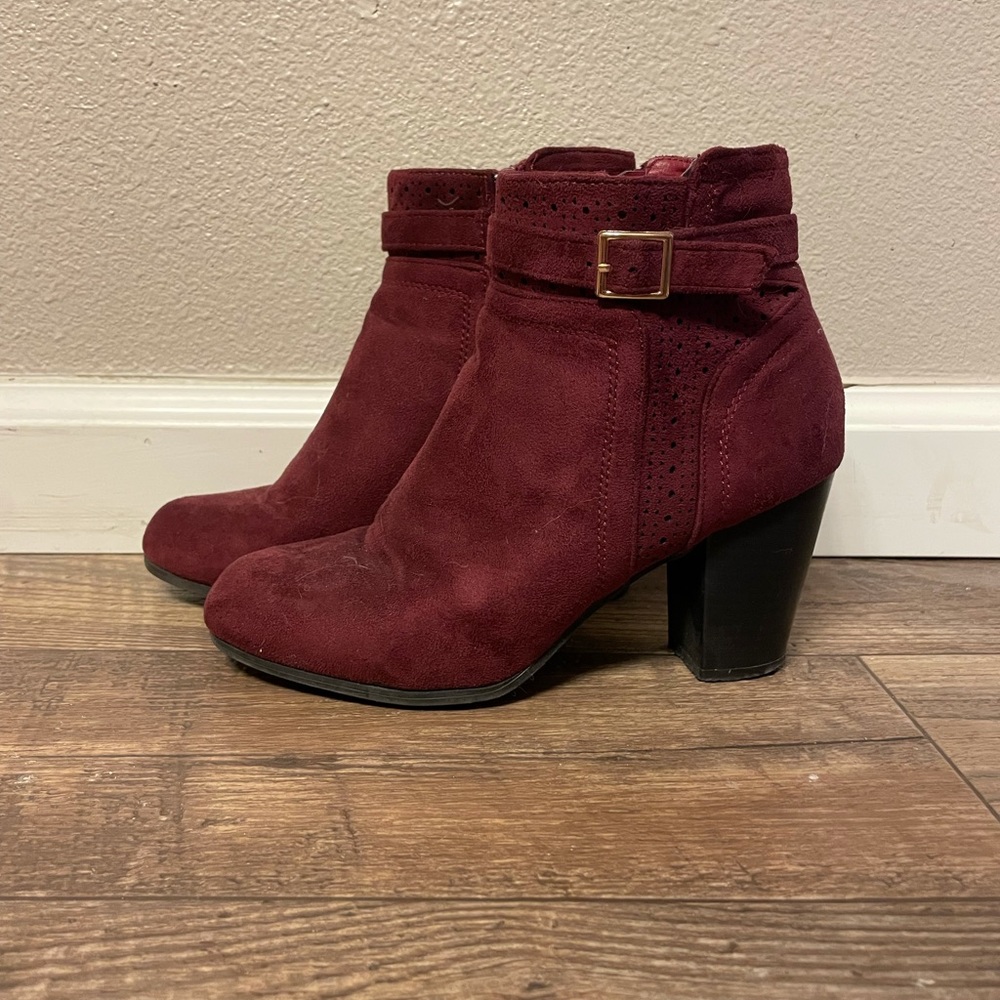 Maroon Suede Booties